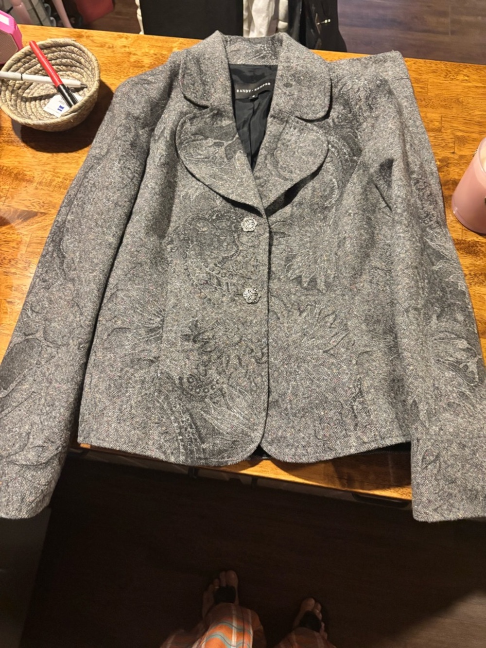Randy Jackson Women's Gray Paisley Wool-Blend suit